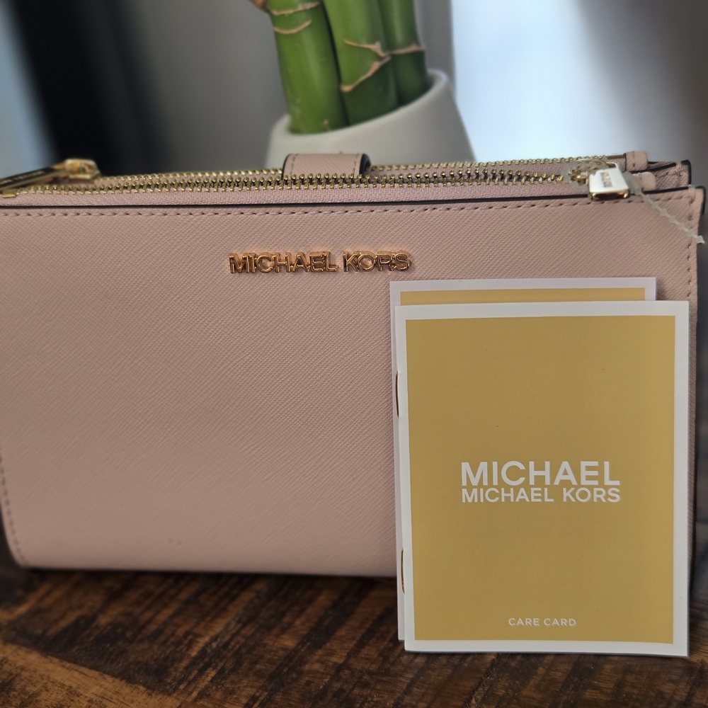 Michael Kors Pink Wristlet with Gold Accents